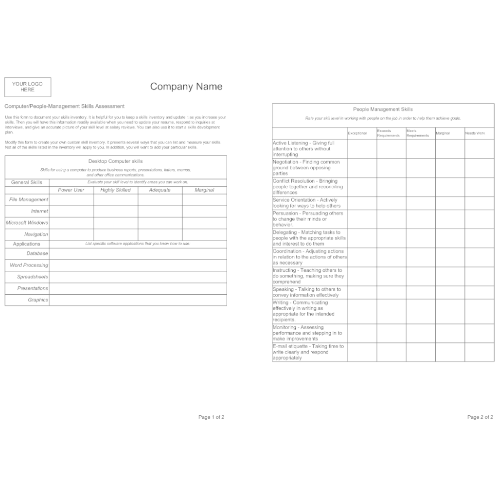 Picture of: Skills Assessment Form